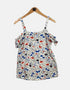 Women's floral print Narrow Strap Top with cut-out shoulder (plus size)